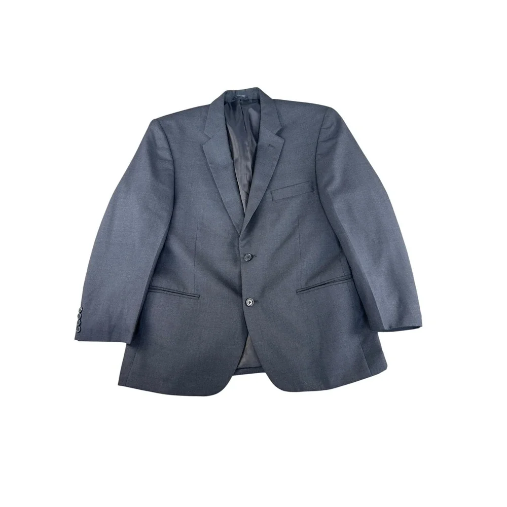 Saddlebred Mens Suit Jacket Blazer Charcoal Gray 44S 2 Button Lined Professional